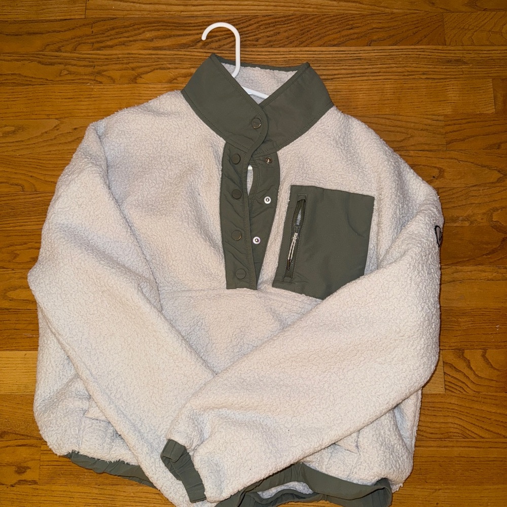 Cozy White and Green Pullover